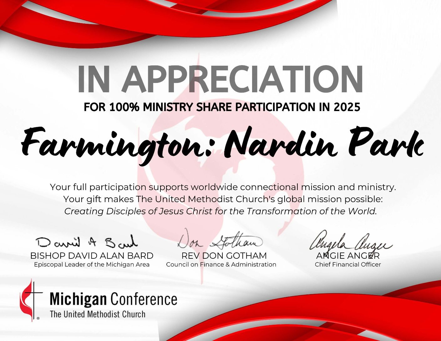 100% MINISTRY SHARE PARTICIPATION IN 2025